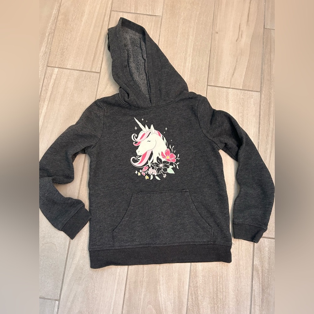 Jumping Beans Charcoal Hoodie with Unicorn Graphic